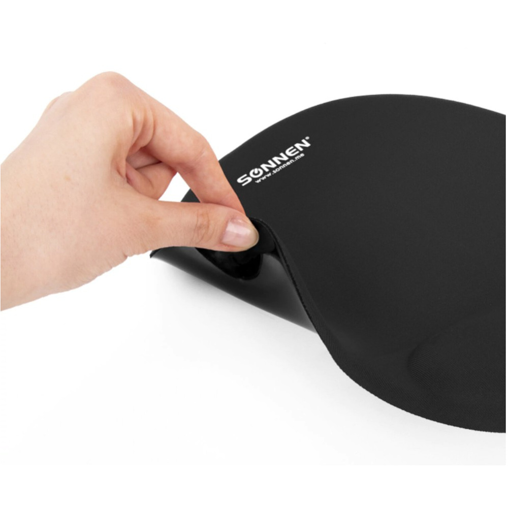 Коврик для мыши "Sonnen", 250х220х20 мм, полиуретан, лайкра, с подушкой под запястье, черный - 3