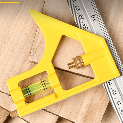 Линейка Deli EDL7300Y, с угольником и уровнем, металл, пластик, 30 см  - 6