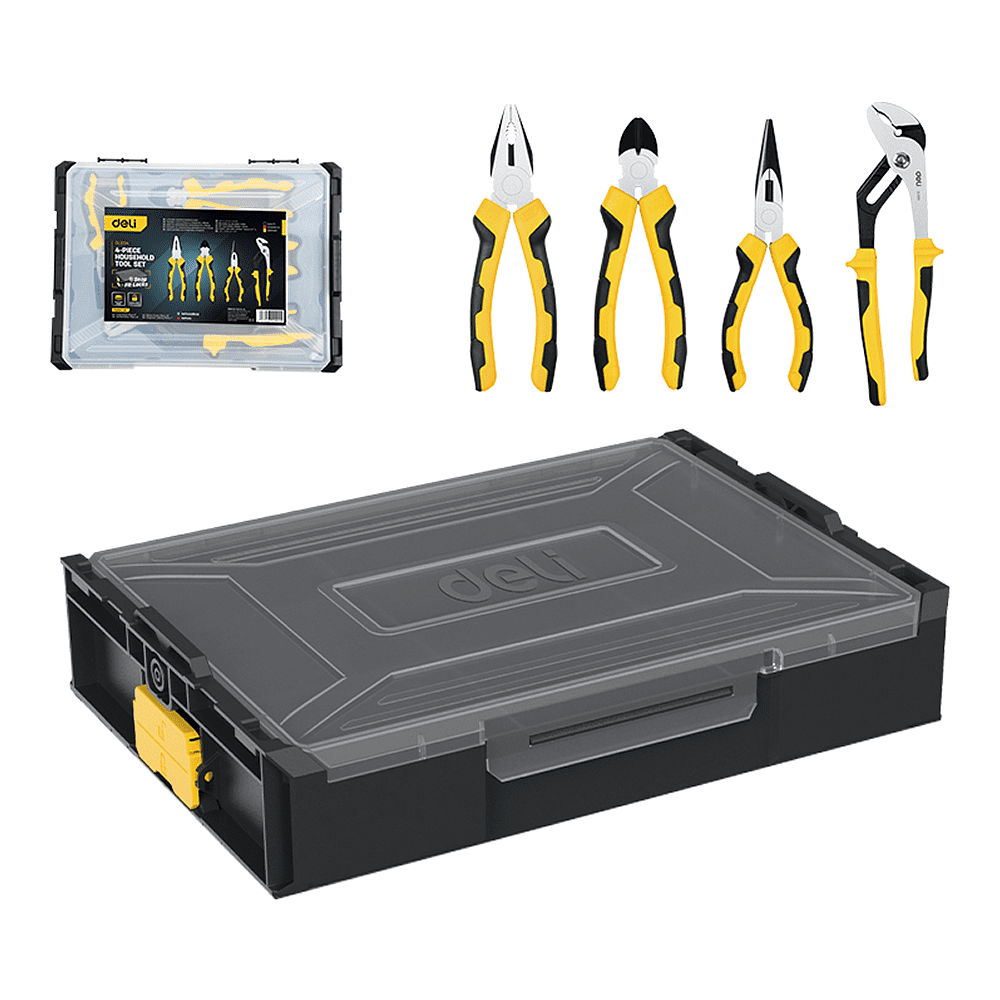 Набор инструментов "Deli", 4 предмета, кейс, желтый, черный - 2