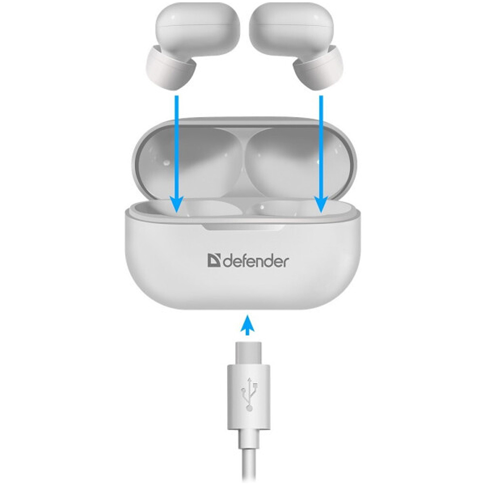 Наушники беспроводные Defender "Twins 905", Bluetooth, белый - 3