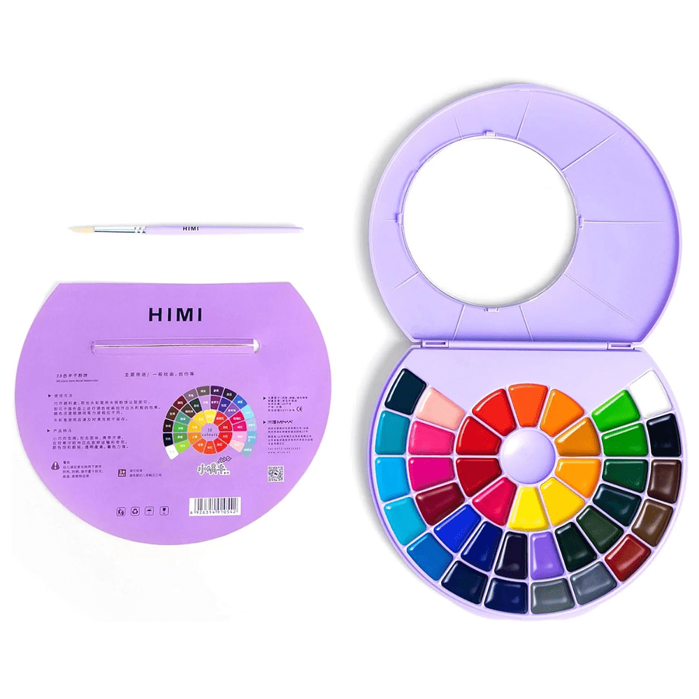 Краски акварельные "Himi", набор, 38 цветов, фиолетовый футляр
