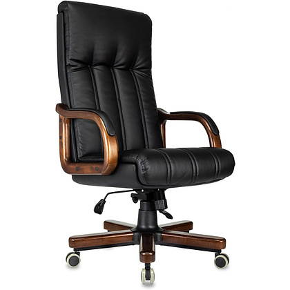 Кресло для руководителя Бюрократ T-9932WALNUT, экокожа, черный, металл, дерево
