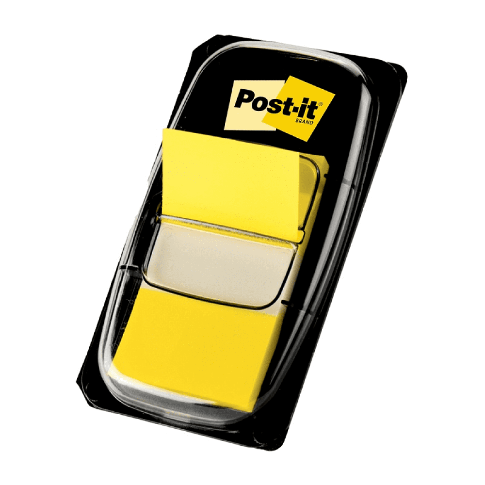 Закладки пластиковые "3М", 25х43 мм, 50 шт, желтый, в диспенсере