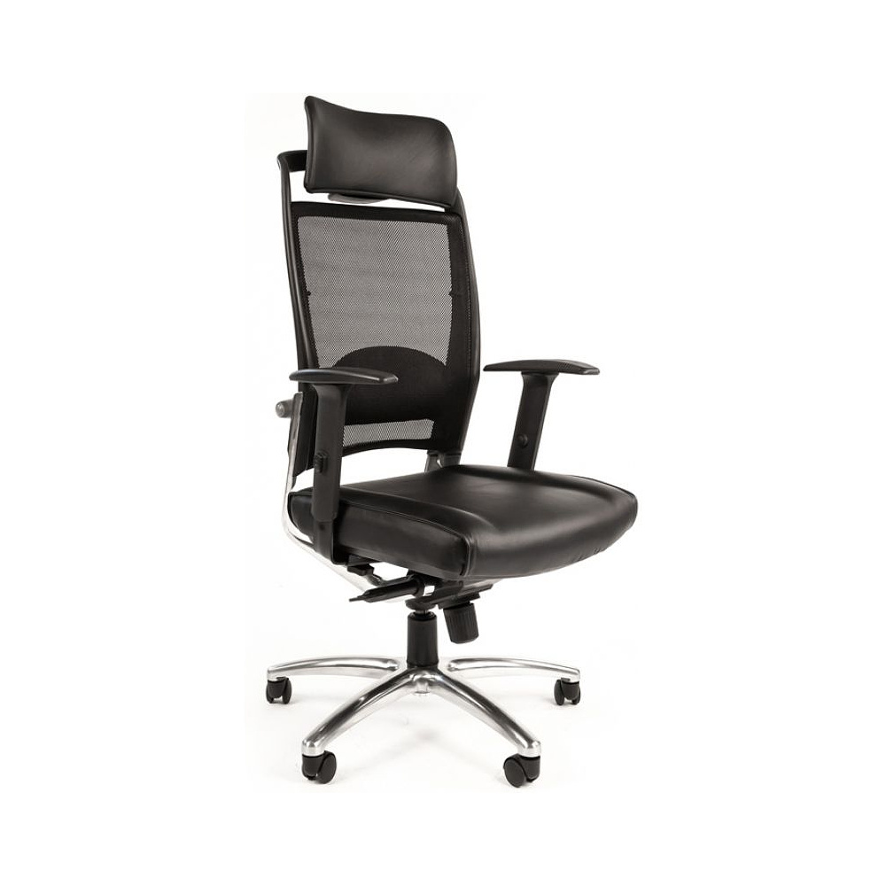 Кресло для руководителя "Chairman Ergo 281 Chrome", кожа, металл, черный