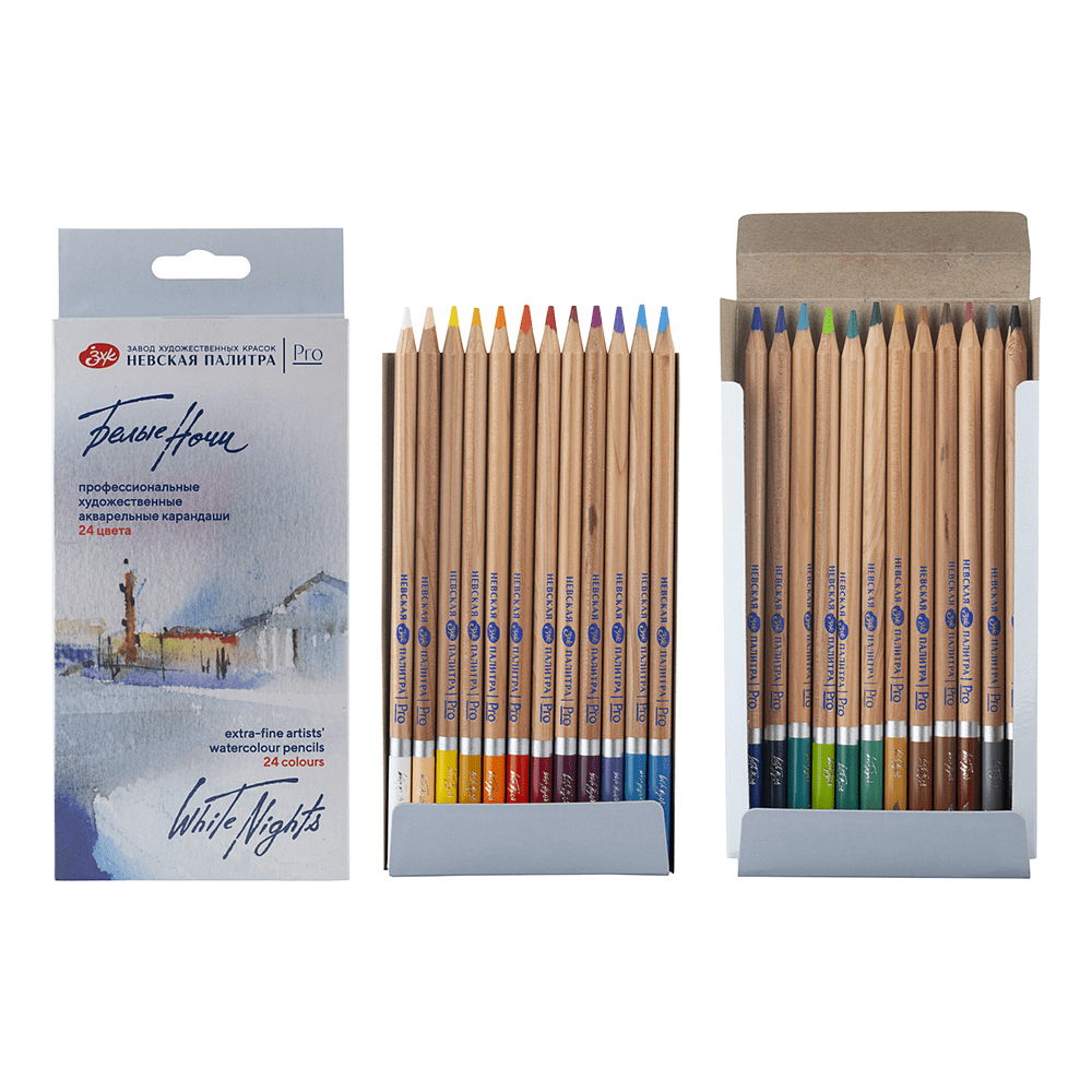 Карандаш акварельный "Белые ночи", набор 24 цветов, картонная коробка