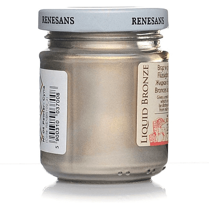 Краски для декоративных работ "Renesans", жидкий металл,  №4 олово, 100 мл, банка - 2