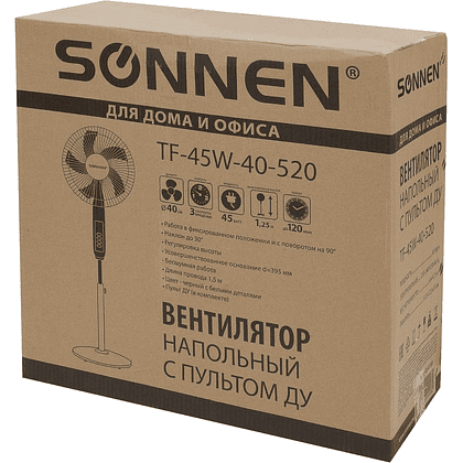 Электровентилятор напольный SONNEN TF-45W-40-520, с пультом, белый - 13