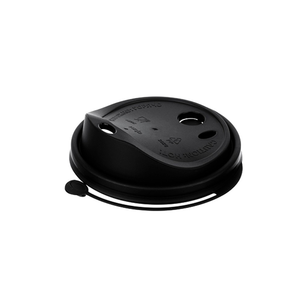 Крышка пластиковая для стаканов d=90 мм, для горячих напитков, 50 шт/упак, флип-топ, черный