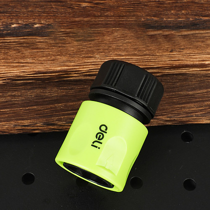 Соединитель-коннектор для шлангов Deli GS EDL8793, 1/2", быстросъемный с аквастопом, черный, зеленый - 5