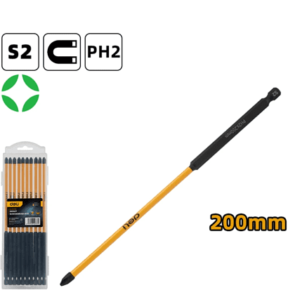 Бита Deli YS EDL251200, ударная, 10 шт., PH2 x 200 мм - 2