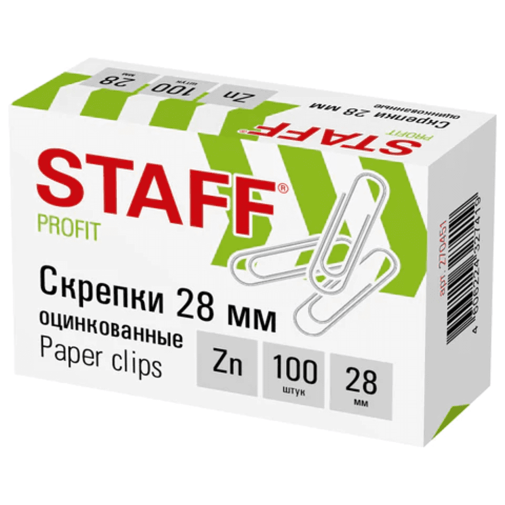 Скрепки "STAFF", 28 мм, 100 шт, серебристый - 2
