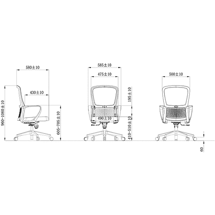 Кресло для персонала SitZone U-069B, сетка, ткань, пластик, черный, 2 шт/упак, -30% - 5