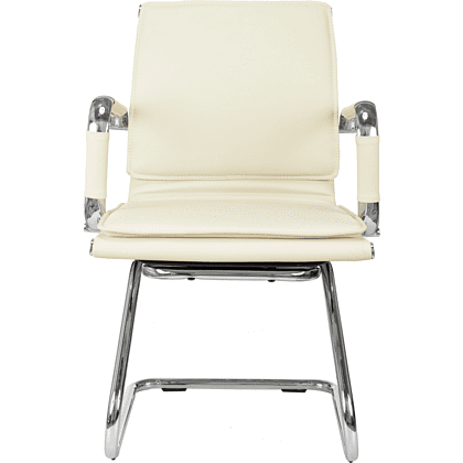 Кресло на полозьях "Бюрократ Ch-993-Low-V", экокожа, слоновая кость, металл хром - 2