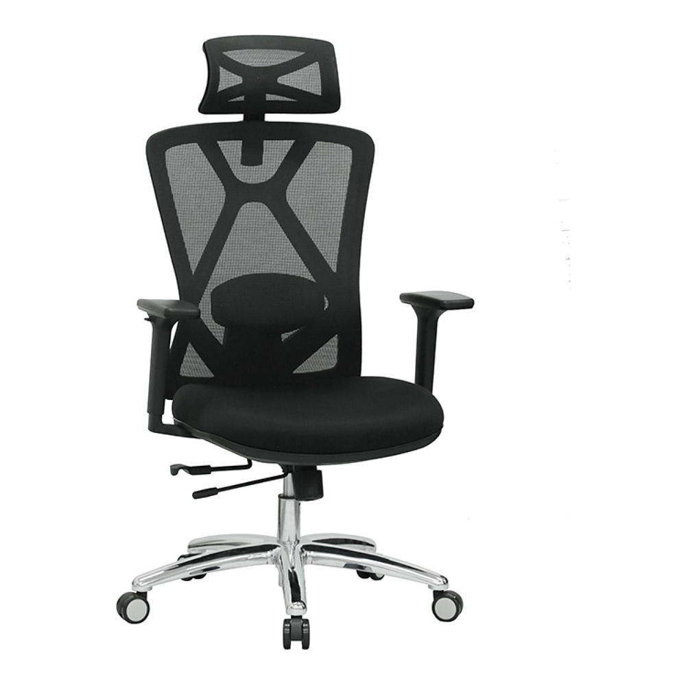 Кресло для руководителя EVOLUTION "EXO F1", ткань, сетка, алюминий, черный