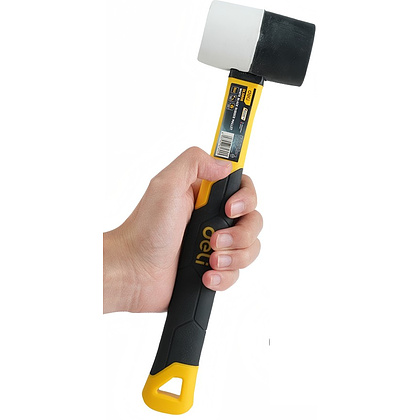 Киянка Deli YS EDL5808, резиновая, фибергласовая рукоятка, черная, белая - 2