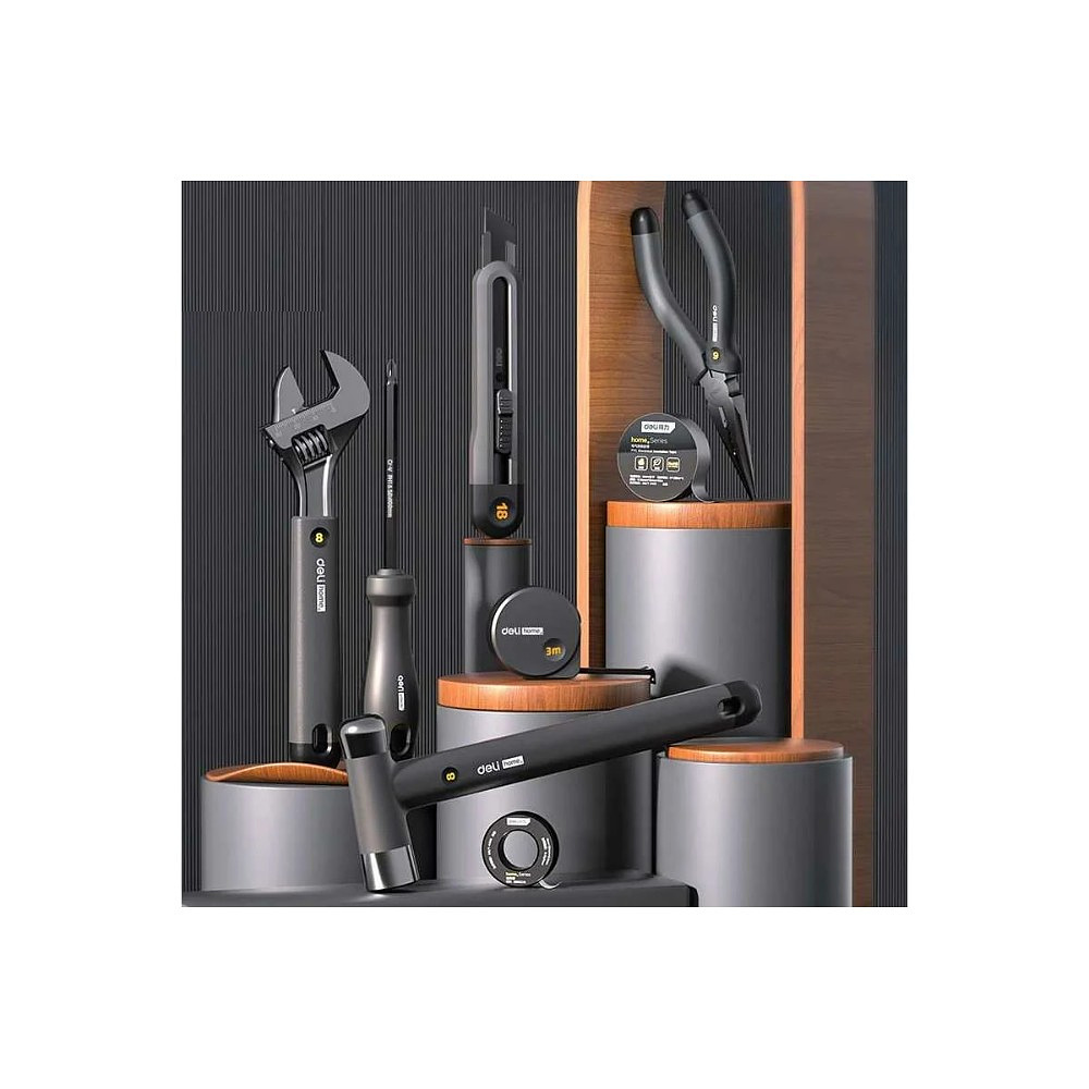 Набор ручного инструмента Deli HS, 8 предметов, Soft Touch, черный - 4