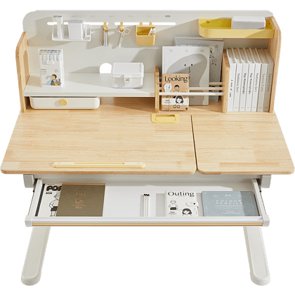 Стол Ergosmart регулируемый Galleon, 1200х700х(520-760) мм, гевея, с книжной полкой - 4