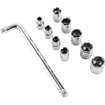 Набор головок торцевых Deli YS EDL2010T, 10-24 мм, 1/2", 10 шт., серебристый - 4