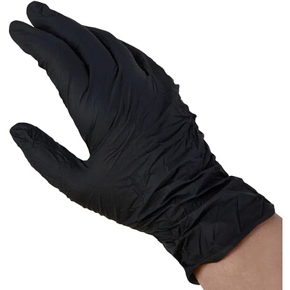 Перчатки нитриловые неопудренные одноразовые  BVB, р-р L, 100 шт/уп., черный - 5