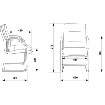 Кресло на полозьях "Бюрократ T-9927SL-LOW-V", натуральная кожа, черный, металл хром - 4