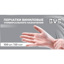 Перчатки виниловые одноразовые BVB, р-р L, 100 шт/упак, прозрачный