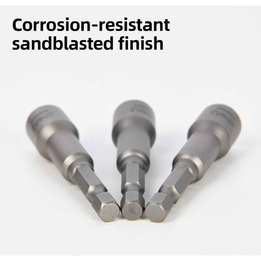 Набор насадок шестигранных магнитных Deli YS EDL4810T, 10 мм, 3 шт, HEX 1/4", серебристый - 3