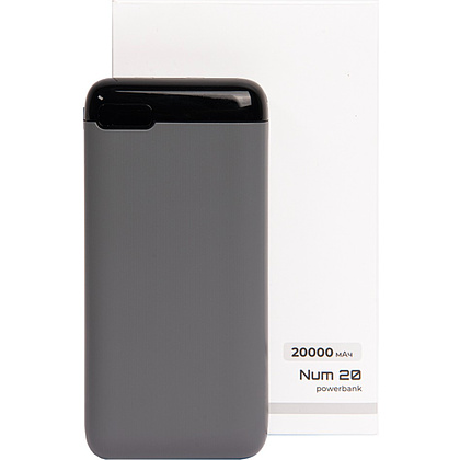Внешний аккумулятор Power Bank "Num 20", 20000 mAh, серый - 7