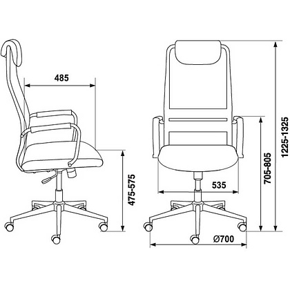 Кресло для руководителя "Бюрократ KB-9N/DG", ткань, металл, серый - 6