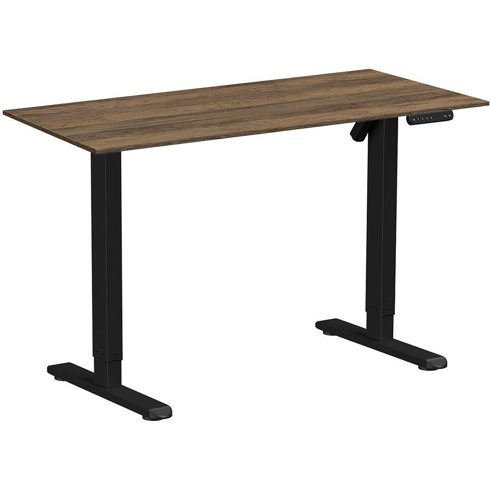 Стол с электроприводом WellDesk Basic 1300x675х18 черный/дуб санта-фе винтаж (9191456+9178196)