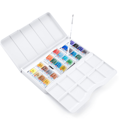 Краски акварельные "Белые ночи Путешествия", набор 24 цвета, кюветы - 3