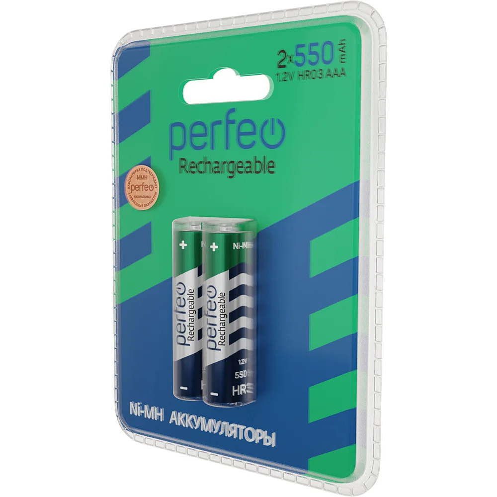 Аккумуляторные батарейки Perfeo AAA550mAh/2BL, 2 шт. - 3