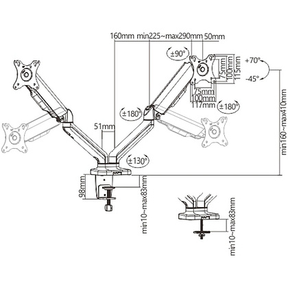 Крепление для 2-ух мониторов Power Black DBL, черный - 11