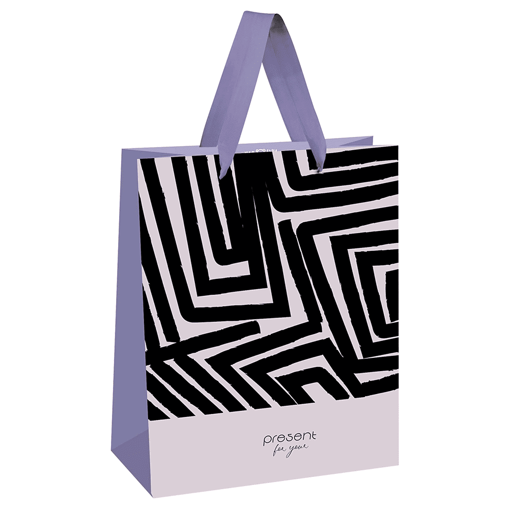Пакет бумажный подарочный "Black stripes", 18х23х10 см, ламинированный