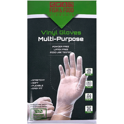 Перчатки виниловые одноразовые, р-р М, 100 шт/упак, прозрачный