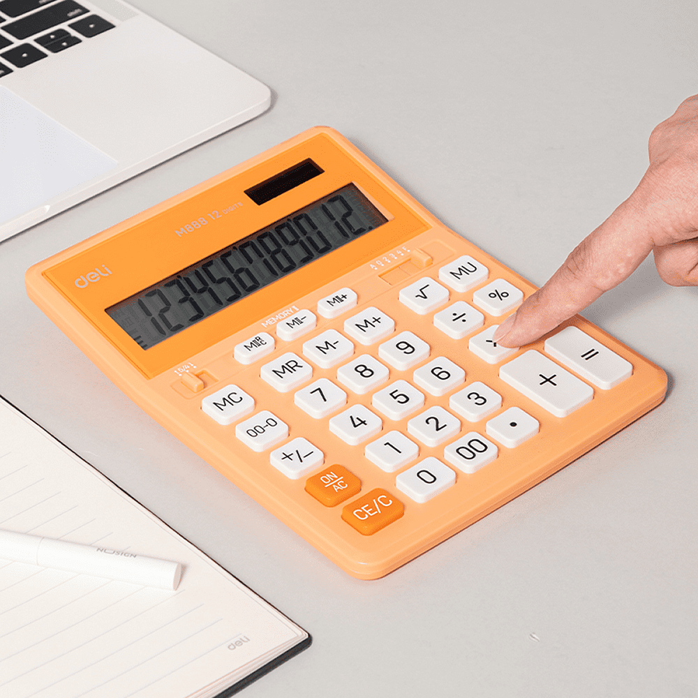 Калькулятор настольный EM888A Deli, 12-разрядный, пластик, оранжевый - 2