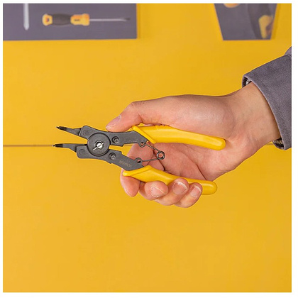 Съемники стопорных колец Deli YS EDL104506, 150 мм, 4-в-1, 4 насадки, желтый, черный - 5