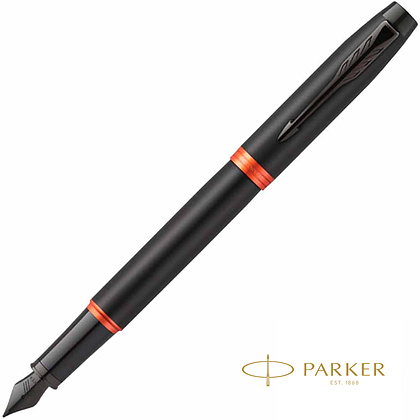Ручка перьевая Parker "IM Vibrant Rings F315", M, черный, оранжевый, патрон синий