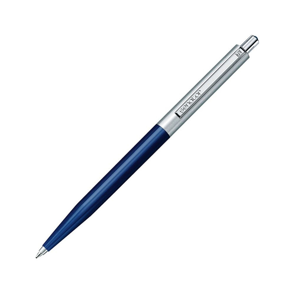 Ручка шариковая автоматическая "Senator Point Metal", 1.0 мм, темно-синий, серебристый, стерж. синий