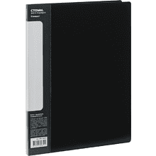 Папка-скоросшиватель А-611 "Стандарт" с карманом, пластик, черный