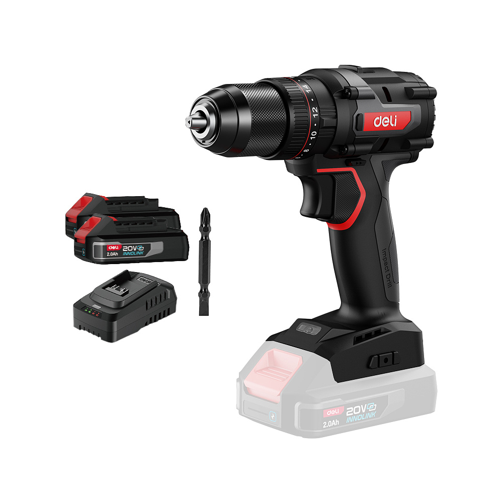 Аккумуляторная дрель-шуруповерт Deli RS DE-CZ20-1D2 20 В, 70 Нм, 2 АКБ, 2 Ач, сумка