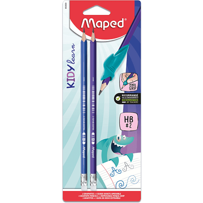 Карандаш простой "Kidy Learn", HB, 2 штуки, с ластиком, блистер, ассорти - 2