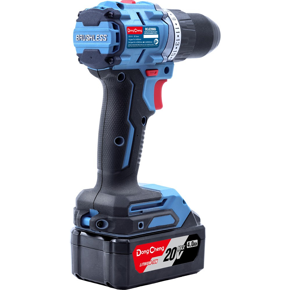 Аккумуляторная дрель-шуруповерт DongCheng DCJZ2060i (TYPE EM), 20 В, 60 Нм, 2 АКБ, 4 Ач, З/У 2 А - 5