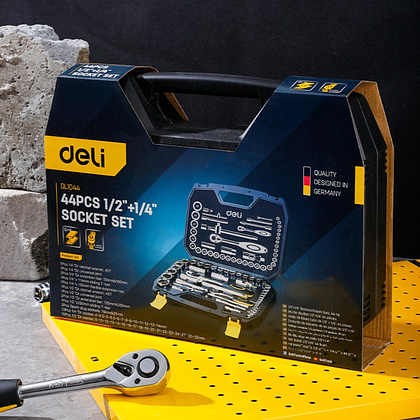 Слесарный набор инструментов "Deli", 44 предмета, чемодан, серебристый - 6