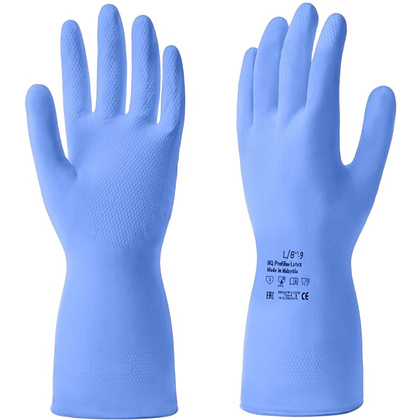 Перчатки латексные HQ Profiline, р-р M, с х/б покрытием, синий