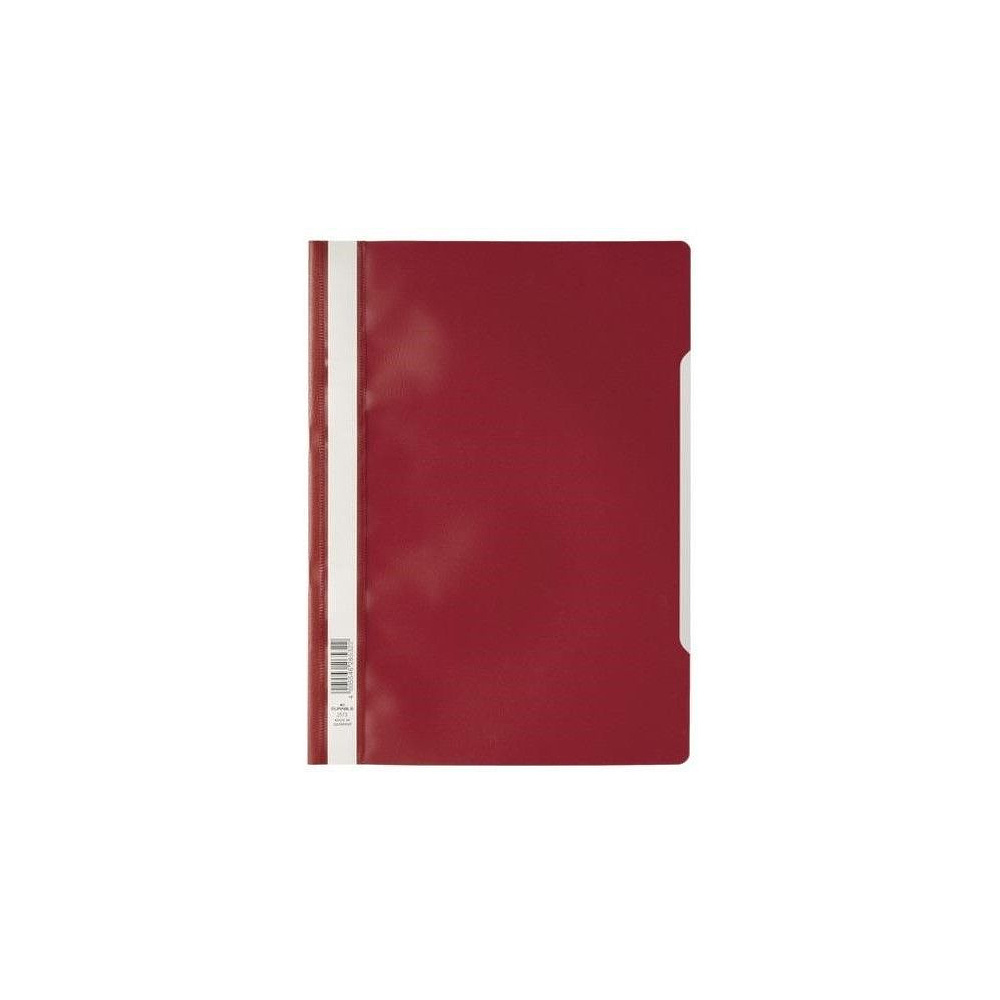 Папка-скоросшиватель с прозрачной обложкой "Durable", A4, ПВХ, красный