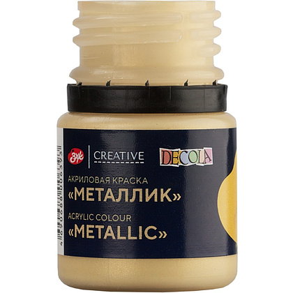 Краска акриловая металлик "Декола", 974 золото сусальное, 20 мл., банка - 4