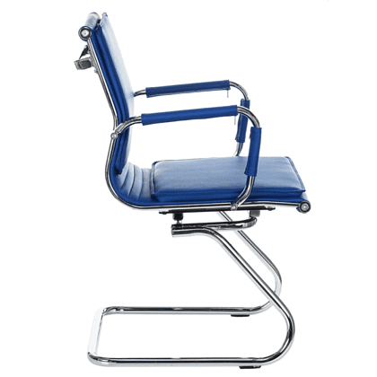 Кресло на полозьях "Бюрократ Ch-993-Low-V", экокожа, синий, металл хром - 3