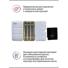 Пенал для акварели "Гамма", 12 кювет, металл, золотой
