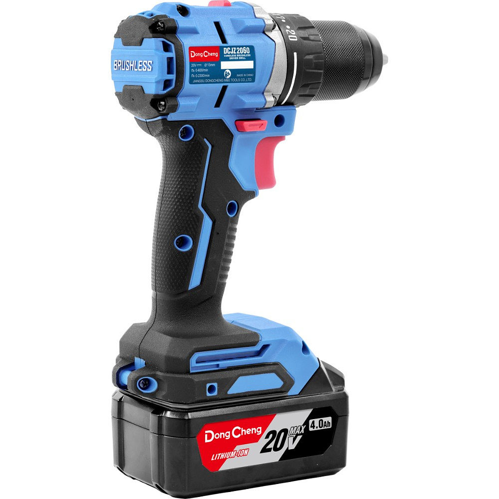 Аккумуляторная дрель-шуруповерт DongCheng DCJZ2060 (TYPE EM), 20 В, 60 Нм, 2 АКБ, 4 Ач, З/У 2 А - 5