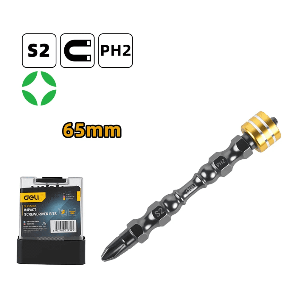Бита Deli YS EDL255065, с ограничителем, 10 шт., PH2 x 65 мм, для ГКЛ - 2